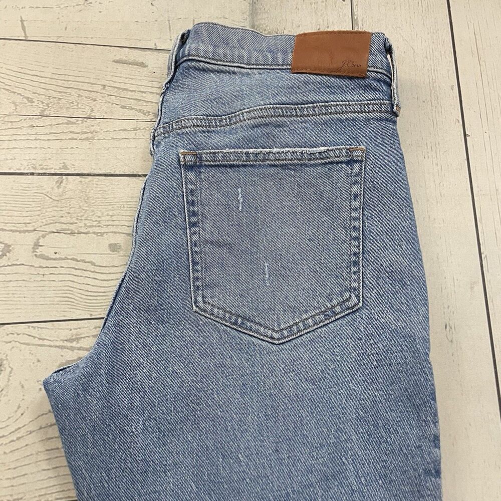 J. Crew Women's Size 29 Blue 9" Demi Boot Crop Light Wash Distressed Denim Jeans